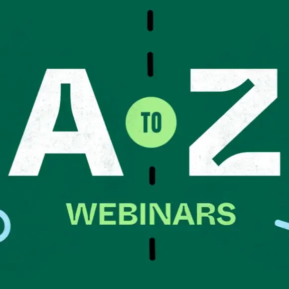 A to Z Webinars logo with Os and Xs like on a sports diagram