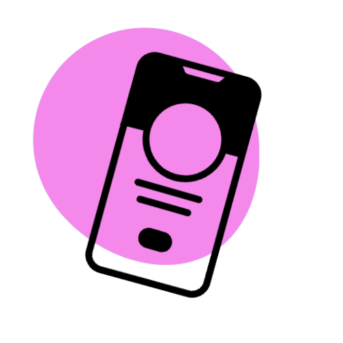 Icon of a cellphone with a social media profile on it