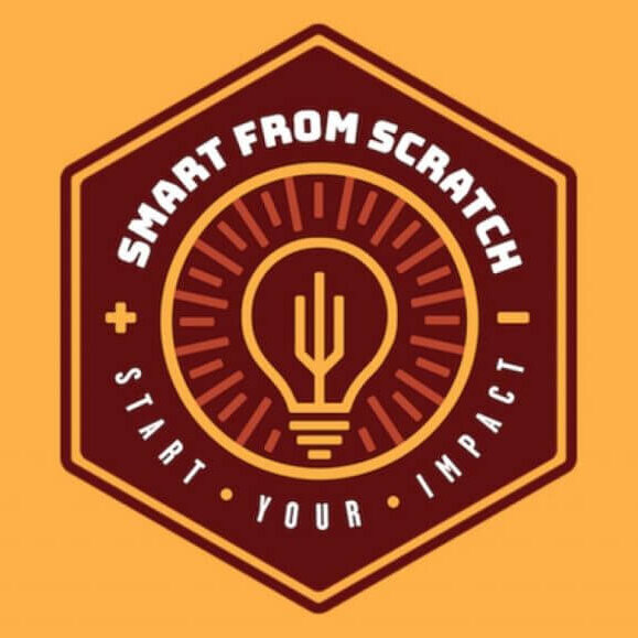 Smart From Scratch logo with a light bulb in the center